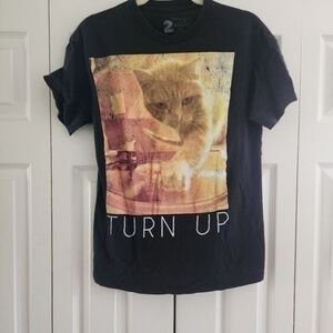 Monkeys Kitty Cat DJ Turn Up Tee Shirt, Genderless, Size Medium